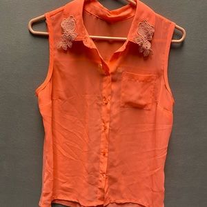 Princess Vera Wang button up semi sheer tank. SZ M